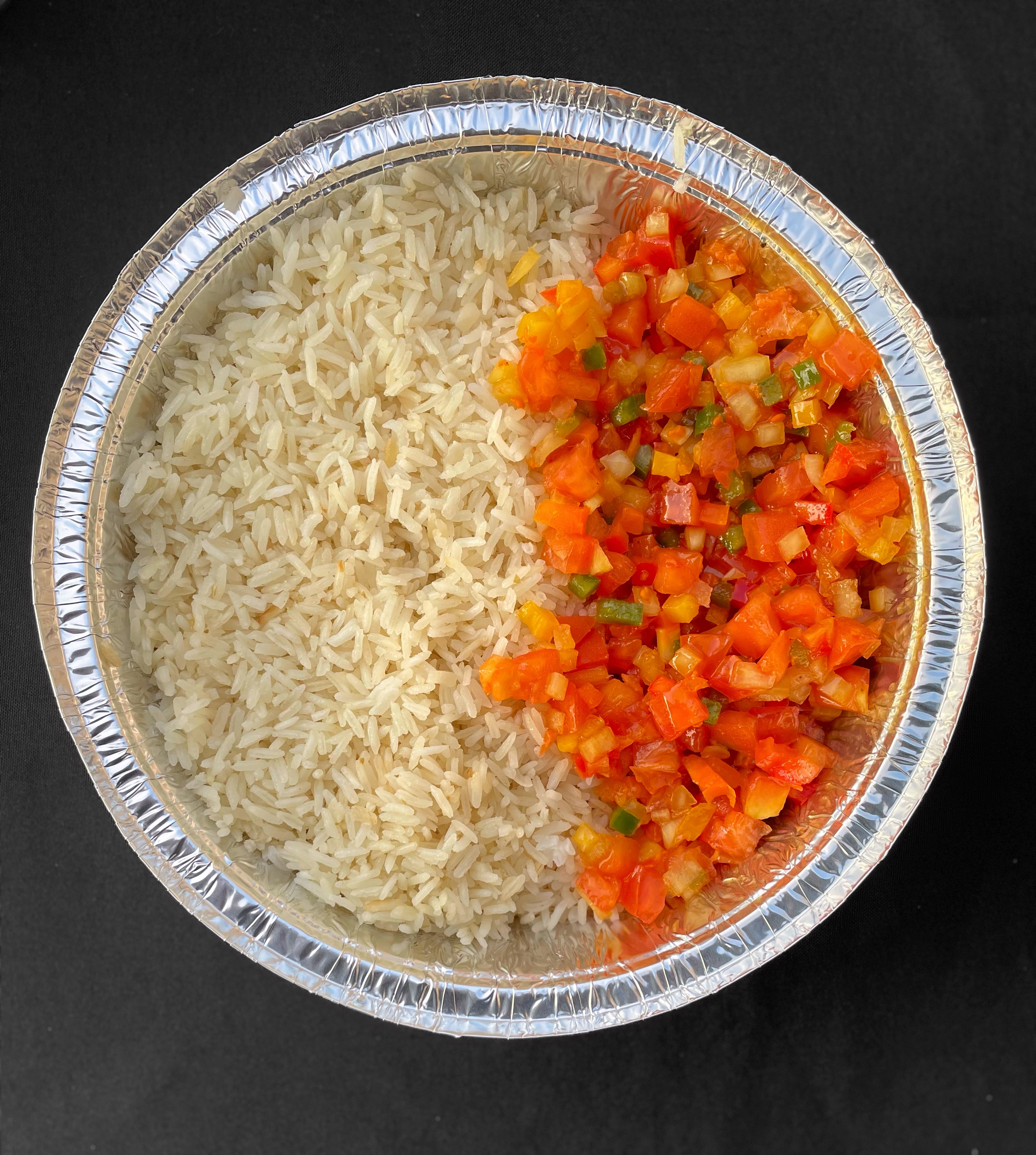 Traditional Brazilian rice and vinaigrette